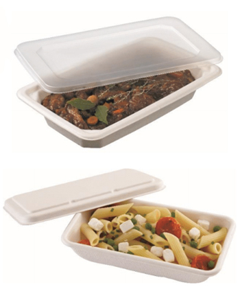 Disposable takeout plastic handle food paper container with dish tray