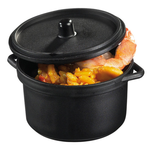 Cooking Pot 12 oz with Lid Black (Case of 100 pc)