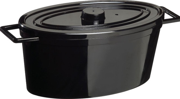 3 oz Black Plastic Catering Mini Cooking Pot & Lid - Solia USA