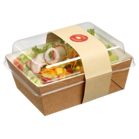 Salad Carrier 17 oz Rectangular PET Lamination 5.5" x 4.1" x 4.1" with Transparent Lid and Paper Strip (Case of 400 pc)