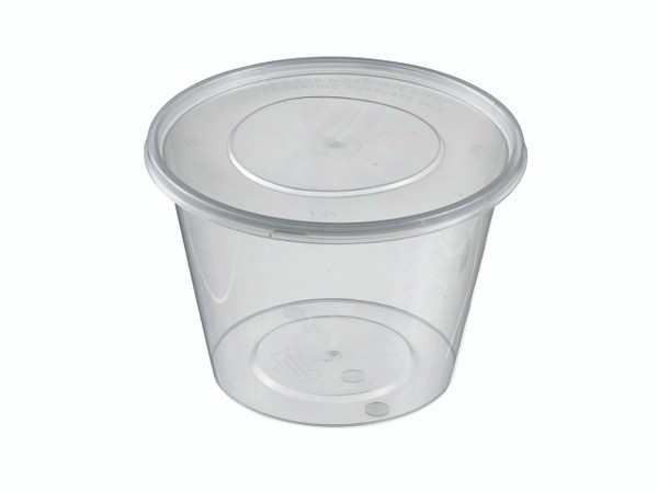 Item No 263 Round Pint 16 oz. Plastic Container, clear, 500 pack