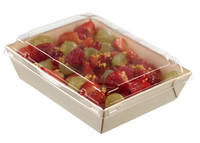 Laminated wooden punnet with plastic clear lid 7.3 "x 5.3 "x 2.5" / 185x135x64mm (Case of 200 pc)