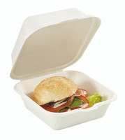 Sugarcane pulp Burger box 5.9"x5.9" H3.1" / 150x150mm H78mm  (case of 600 pc)