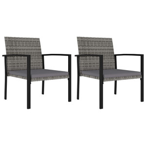 Patio Dining Chairs 2 pcs Poly Rattan Gray