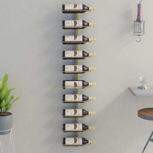 Wall-mounted Wine Rack for 10 Bottles Gold Metal