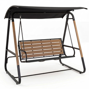 3-Person Porch Swing  Outdoor Swing with Adjustable Canopy-Black