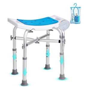Shower Chair for Inside Shower, Adjustable Height Shower Stool with Crossbar Support, Shower Seat f