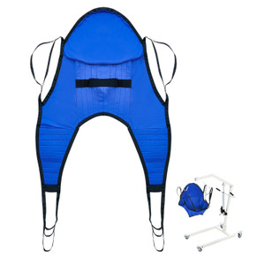 Patient Lift U-Sling with Head Support- Medium Size, Divided Leg Transfer Sling for Bathing, Patien