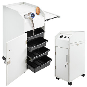 Salon SPA Beauty Hairdressing Cart White Storage Trolley with 4 Drawers Rolling Wheels Lockable 2 K