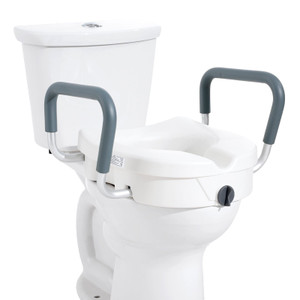 Raised Toilet Seat, 5" Height Raised, 350 lbs Weight Capacity, for Round and Elongated Toilet, Twis
