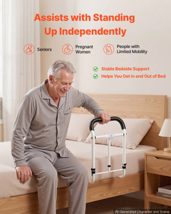 Bed Rails for Elderly Adults 200LBS Loading Bed Side Assist Rail, with Motion Sensor LED Light, Adj