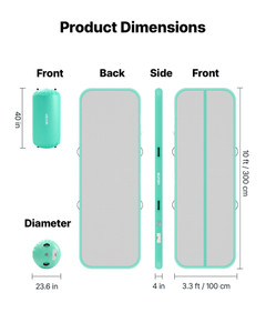 Inflatable Gymnastics Air Mat with Air Barrel 10 ft Training Mats, 4 inches Thick Sturdy Tumble Tra