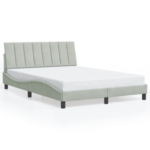 Bed Frame without Mattress "Hanko" Light Gray 53.9"x74.8" Velvet