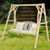Outdoor Wooden Porch Bench Swing Chair with Rustic Curved Back - Color: Natural