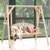 Outdoor Wooden Porch Bench Swing Chair with Rustic Curved Back - Color: Natural