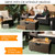 32 x 20 Inch Propane Rattan Fire Pit Table Set with Side Table Tank and Cover-Brown - Color: Brown