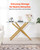 Glass Coffee Table, Modern Rectangle Sofa Side Table with Tempered Glass Top & Iron Cross-Legs, Gol