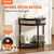 Half-moon Rattan Console Table with 2 Drawers, Rattan Entryway Table with Natural Rattan Sliding Do
