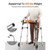 Folding Walker, 2-Button Foldable Walker with 5" Wheels & 8-Level Adjustable Height, 350LBS Loading