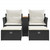 Patio Sofa 2-Seater with Stools Black Poly Rattan