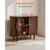 Coffee Bar Cabinet, Mid Century Fluted Coffee Bar Table, Buffet Stand Cabinet with 2 Sliding Doors,