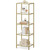 Narrow Gold Metal Frame Glass Shelves Shelving Unit Slim 4-Shelf Bookcase