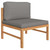 3-Seater Patio Sofa with Gray Cushions Solid Teak Wood