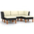 5 Piece Patio Lounge Set with Cushions Poly Rattan Black