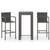 3 Piece Patio Bar Set with Armrest Poly Rattan Gray