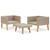 3 Piece Patio Lounge Set with Cushions Poly Rattan Beige