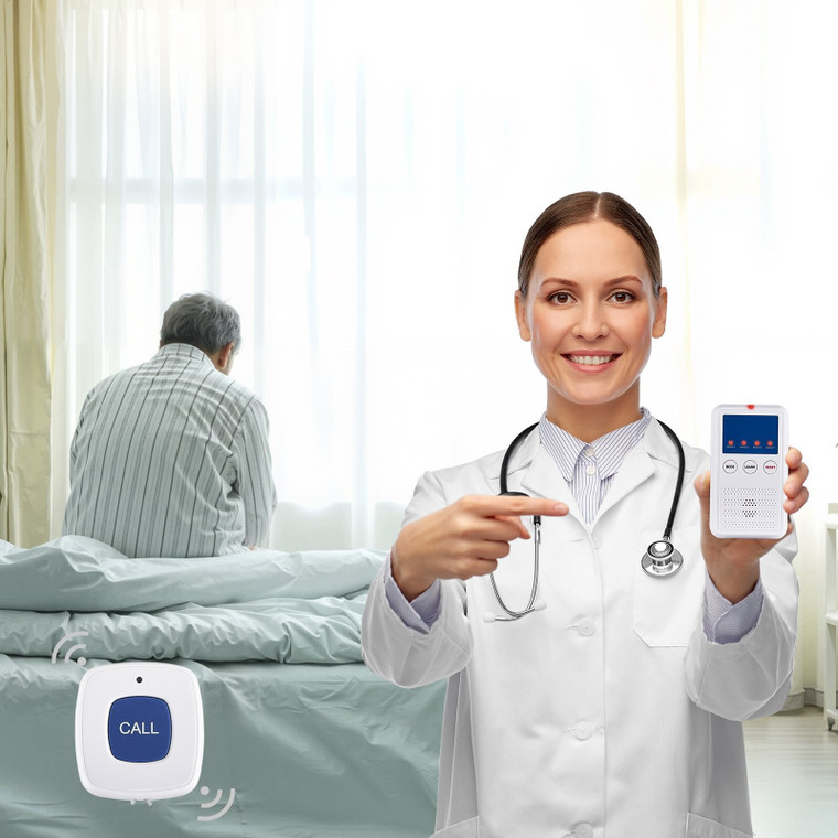 Early Alert Bed Alarm System, Wireless Bed and Chair Sensor Pad with Call Button & Pager, Pre-Alert