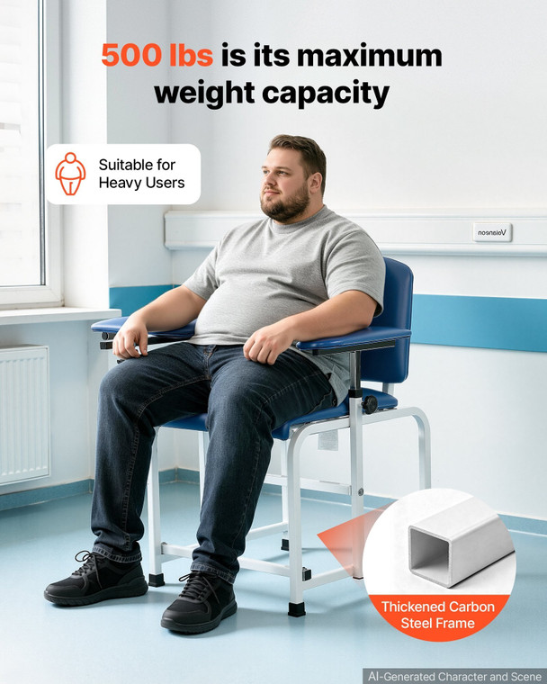 Phlebotomy Chair 500LBS Capacity Blood Draw Medical Chair, Comfortable Blood Drawing Chairs with Ad