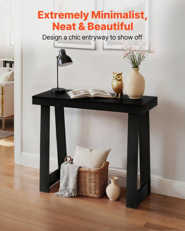 36 in Console Table, Modern Desk Behind the Couch, Wooden Rectangle Entrance Desk, Narrow Long Sofa