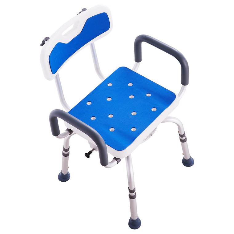 Swivel Shower Chair 360 Degree, Adjustable Shower Seat with Armrests and Backrest for Inside Shower