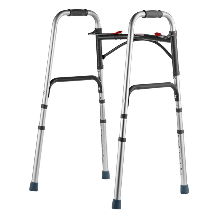 Folding Walker, 2-Button Folding Walkers with 8-Level Adjustable Height and Durable Handles, Lightw