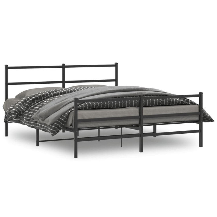 Metal Bed Frame without Mattress with Footboard? Black 59.1"x78.7