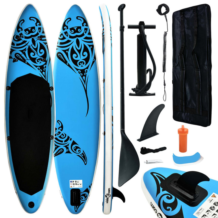  Inflatable Stand Up Paddleboard Set 126"x29.9"x5.9" Blue