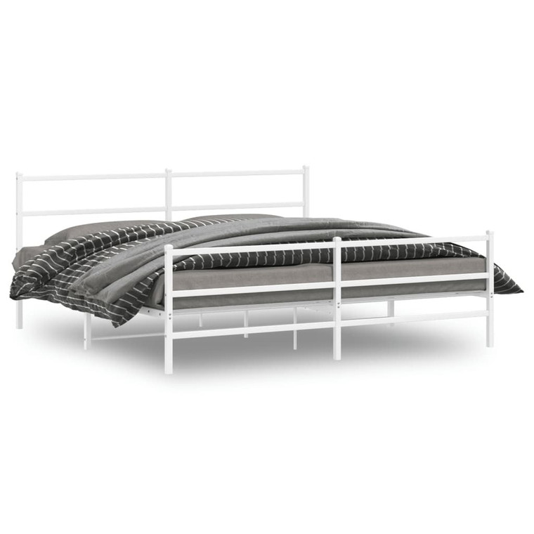 Metal Bed Frame without Mattress with Footboard? White 76"x79.9