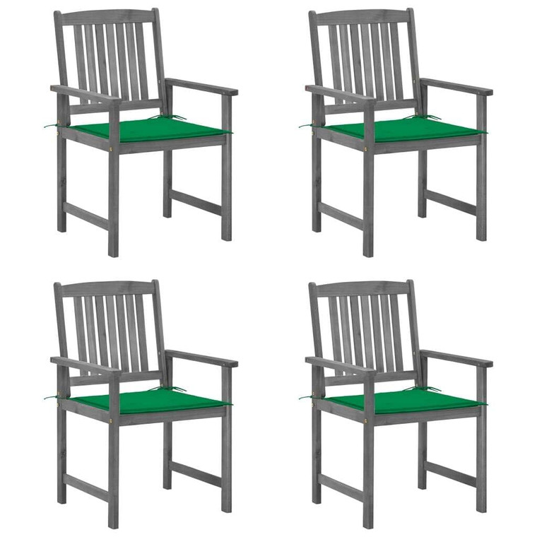 Patio Chairs with Cushions 4 pcs Gray Solid Acacia Wood