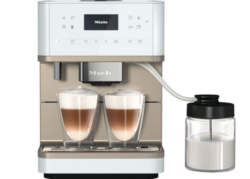 Miele CM 6360 MilkPerfection Lotus White/Clean Steel Metallic Countertop Coffee Machine
