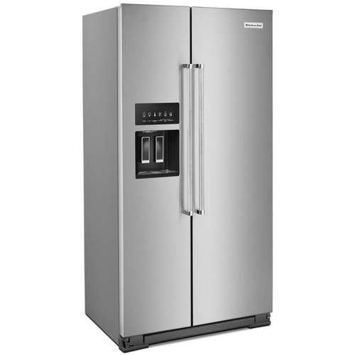 KitchenAid Refrigerator Side-by-Side Counter Depth Exterior Water/Ice Dispenser ADA, 22.6 Cu Ft in PrintShield Stainless Steel