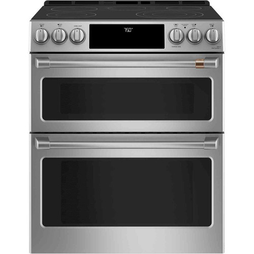 Cafe ADA 30 In. Stainless Steel With Brushed Stainless Smart Front-Control Radiant And Convection Double-Oven Slide-In Electric Range - CES750P2MS1