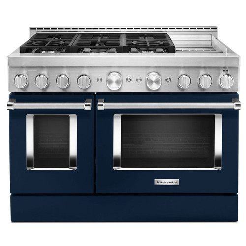 KitchenAid 48 In. Ink Blue Smart Commercial-Style Gas Range With Griddle