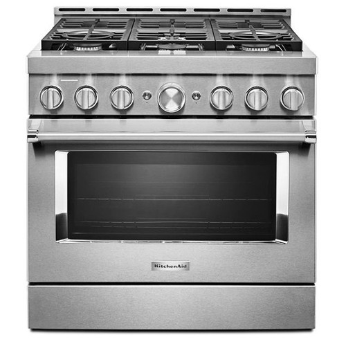 KitchenAid 36 In. Stainless Steel Smart Commercial-Style Gas Range With 6 Burners