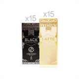 Combo Case 2 includes 15 boxes OG Black and 15 boxes OG Latte. A convenient mixed case offering two best-selling blends in one premium bundle.