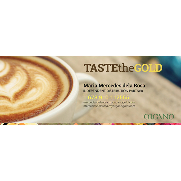 Taste The Gold White Cup Personalized Horizontal Banner English