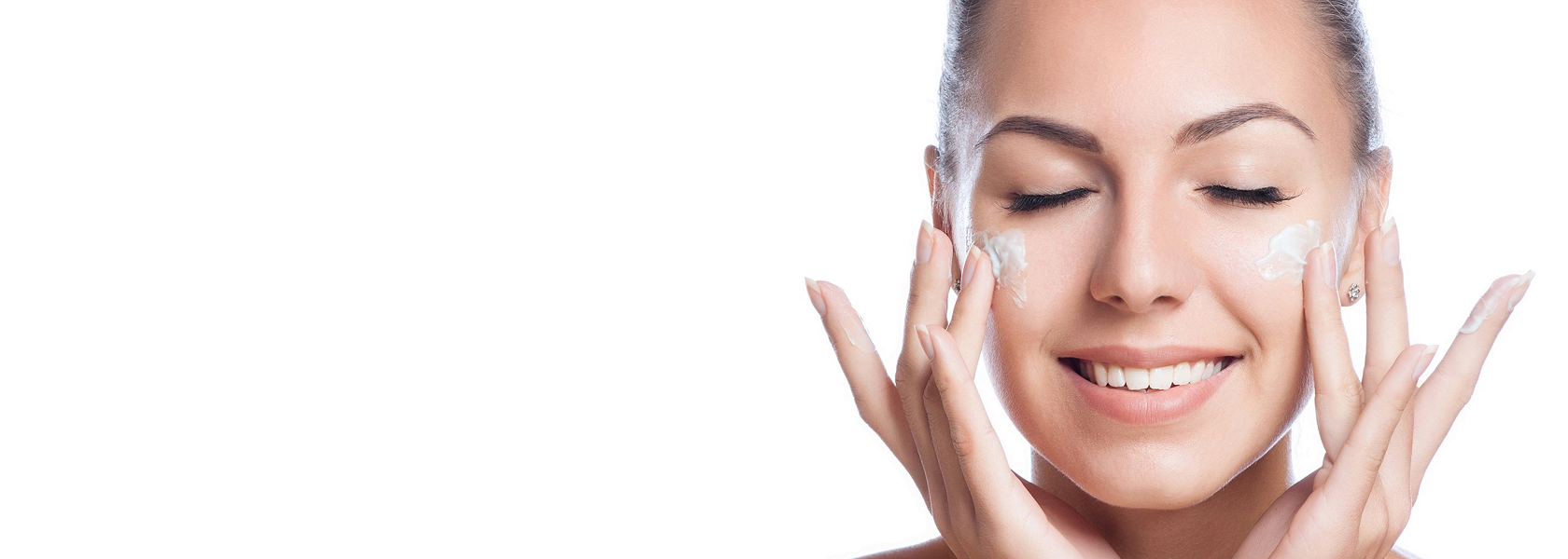 Woman moisturizing