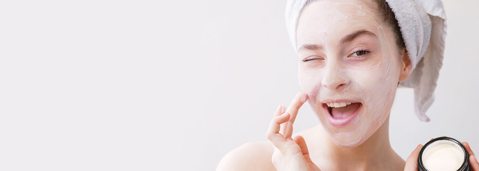 Woman with face mask on