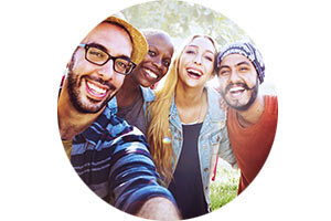 Group of people taking a selfie
