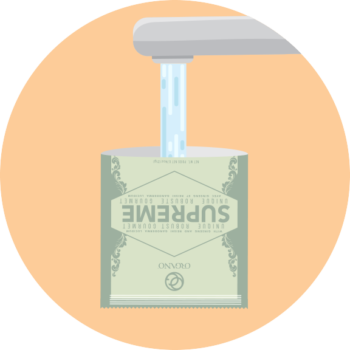 Graphic of sink cleaning supreme tea sachet.